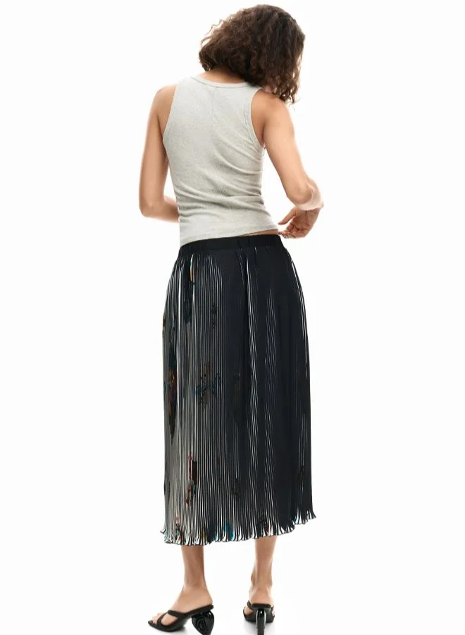 DESIGUAL Black Arty Texture Midi Skirt for Women | Best Price UAE